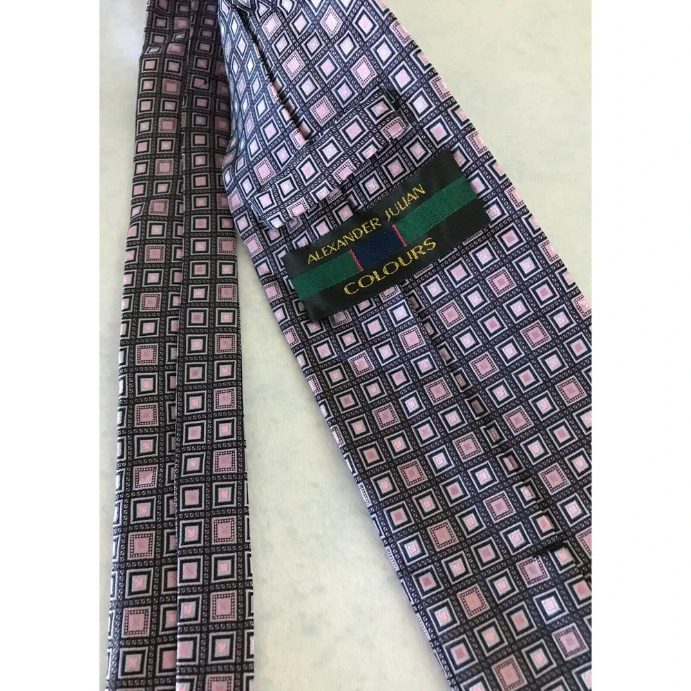 Mens‎ Tie Necktie Martin Alexander Juuan Colours Black Pink Square Pattern New